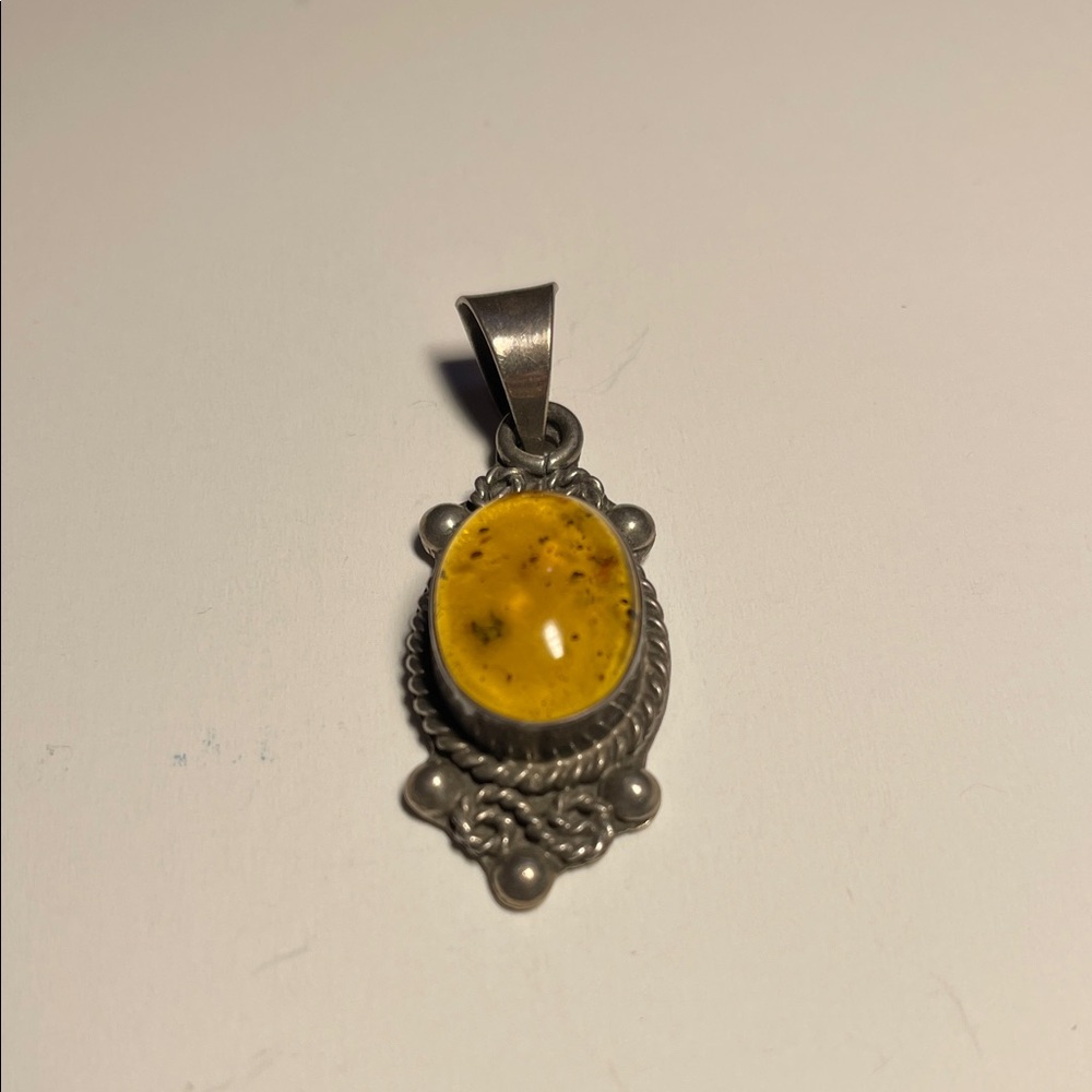 Sterling 925 Elegant Silver and Yellow Pendant